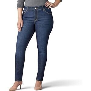 NWT Lee Jeans Womens Plus Size 30W Dark Wash Flex Motion Skinny Leg Stretchy